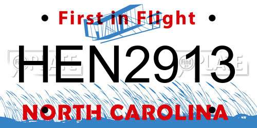 HEN2913 North Carolina License Plate