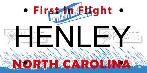 HENLEY North Carolina License Plate