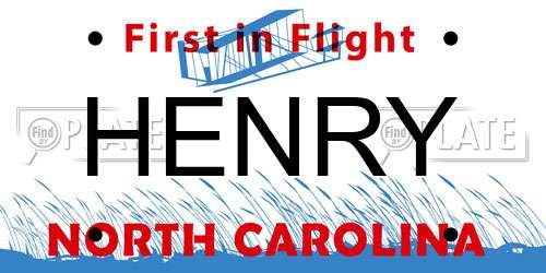 HENRY North Carolina License Plate