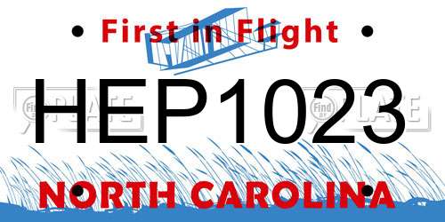 HEP1023 North Carolina License Plate