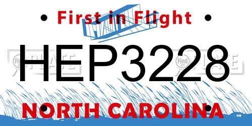HEP3228 North Carolina License Plate