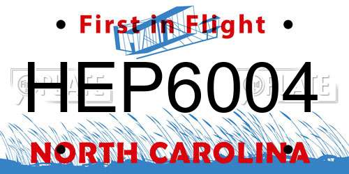 HEP6004 North Carolina License Plate