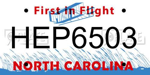HEP6503 North Carolina License Plate