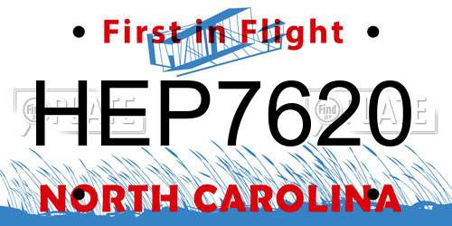 HEP7620 North Carolina License Plate