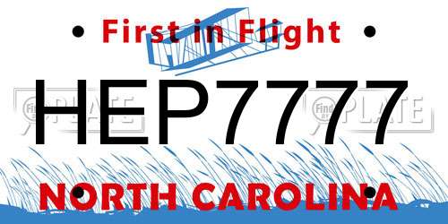HEP7777 North Carolina License Plate
