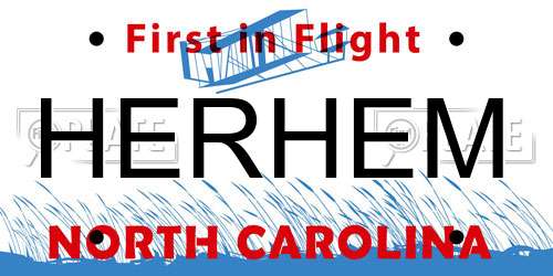 HERHEM North Carolina License Plate