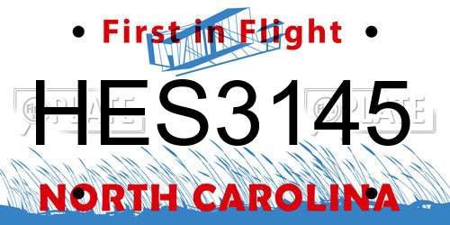 HES3145 North Carolina License Plate