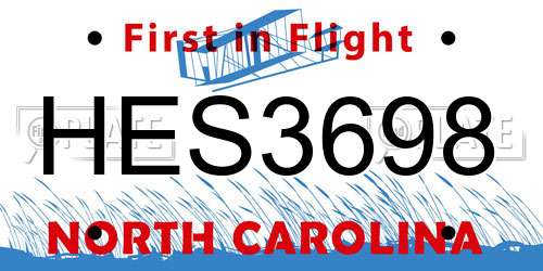 HES3698 North Carolina License Plate