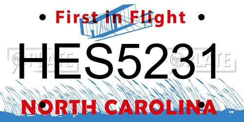 HES5231 North Carolina License Plate