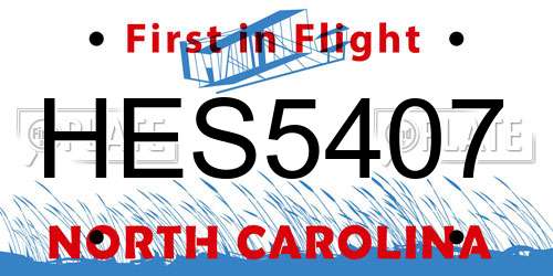 HES5407 North Carolina License Plate