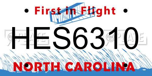 HES6310 North Carolina License Plate