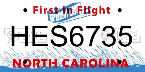 HES6735 North Carolina License Plate