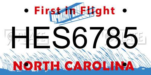 HES6785 North Carolina License Plate