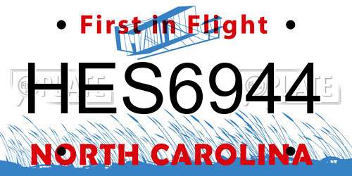 HES6944 North Carolina License Plate