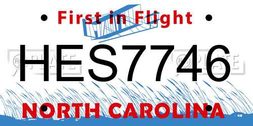 HES7746 North Carolina License Plate