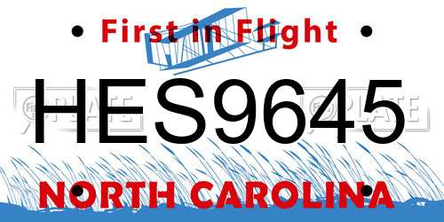 HES9645 North Carolina License Plate