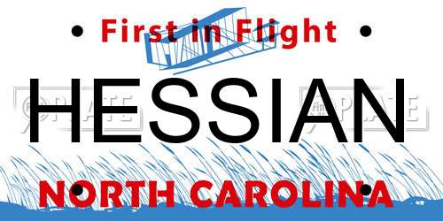 HESSIAN North Carolina License Plate