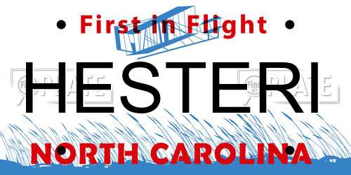 HESTERI North Carolina License Plate