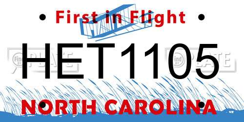 HET1105 North Carolina License Plate