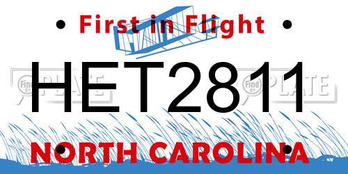 HET2811 North Carolina License Plate