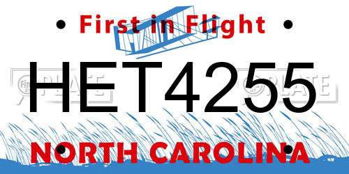 HET4255 North Carolina License Plate