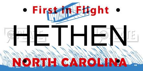 HETHEN North Carolina License Plate