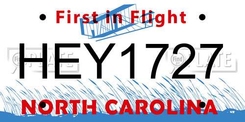 HEY1727 North Carolina License Plate
