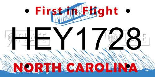 HEY1728 North Carolina License Plate