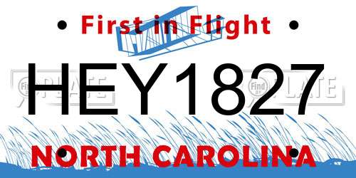 HEY1827 North Carolina License Plate