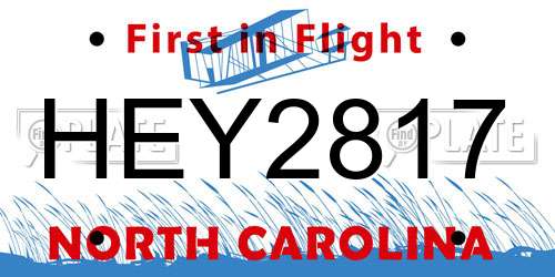 HEY2817 North Carolina License Plate