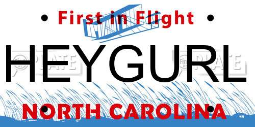 HEYGURL North Carolina License Plate