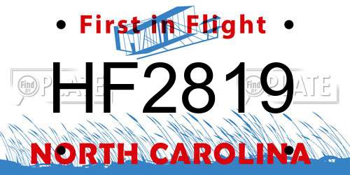HF2819 North Carolina License Plate