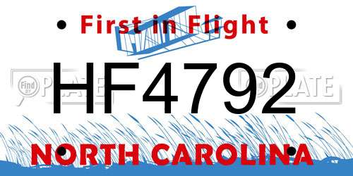 HF4792 North Carolina License Plate