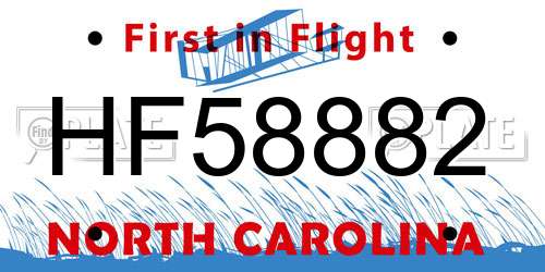HF58882 North Carolina License Plate