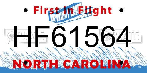 HF61564 North Carolina License Plate