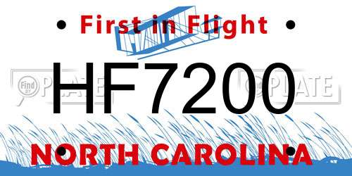HF7200 North Carolina License Plate