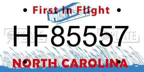 HF85557 North Carolina License Plate