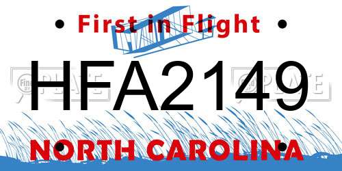 HFA2149 North Carolina License Plate
