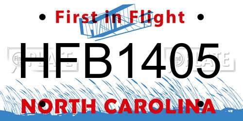 HFB1405 North Carolina License Plate
