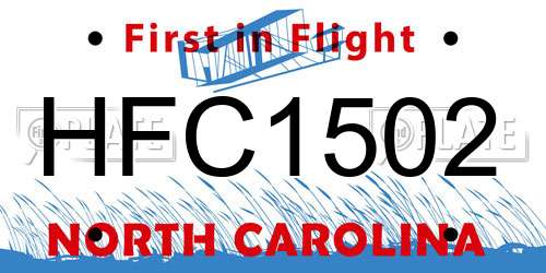 HFC1502 North Carolina License Plate