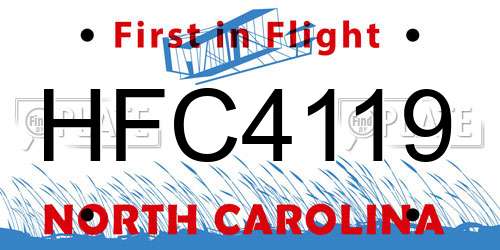 HFC4119 North Carolina License Plate
