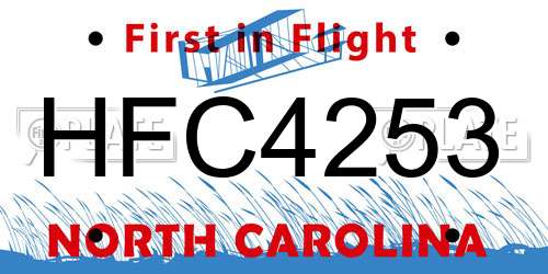 HFC4253 North Carolina License Plate