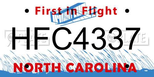 HFC4337 North Carolina License Plate