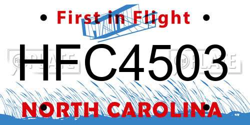 HFC4503 North Carolina License Plate