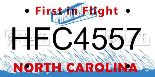 HFC4557 North Carolina License Plate