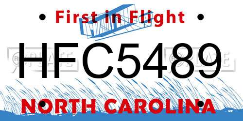 HFC5489 North Carolina License Plate