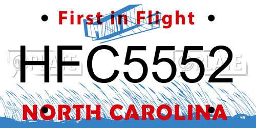 HFC5552 North Carolina License Plate