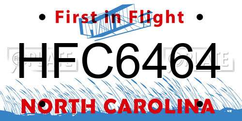 HFC6464 North Carolina License Plate