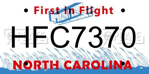 HFC7370 North Carolina License Plate