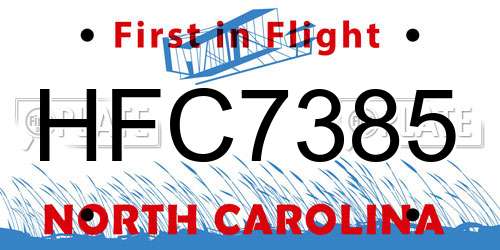 HFC7385 North Carolina License Plate